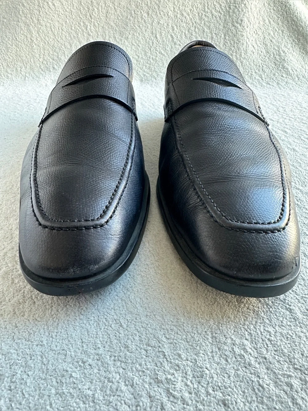 Salvatore Ferragamo black pebbled leather penny‎ loafer size 12 EE